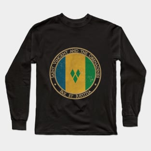 Vintage Saint Vincent and the Grenadines USA North America United States Flag Long Sleeve T-Shirt